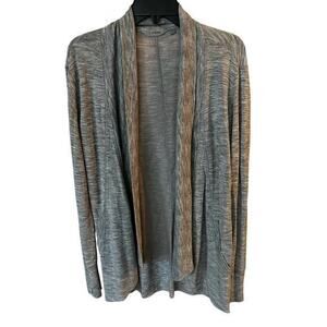 ATHLETA Pranyama wrap ribbed Gray pockets thumb holes cool down oversized sz S